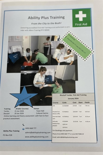Blackall Tambo First Aid